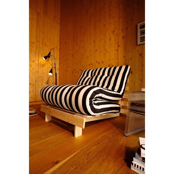 Crno-bijela futon/drvena fotelja na rasklapanje Roots – Karup-image-3
