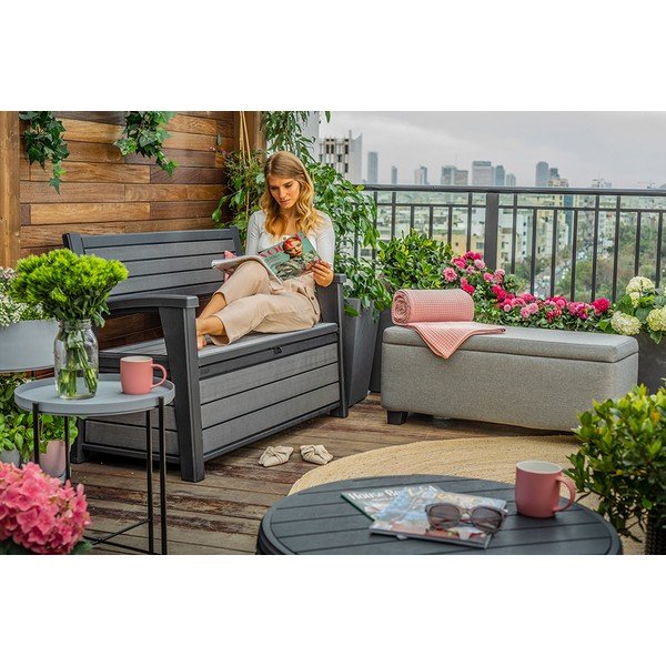 Tamno siva plastična vrtna klupa Hudson – Keter-image-1