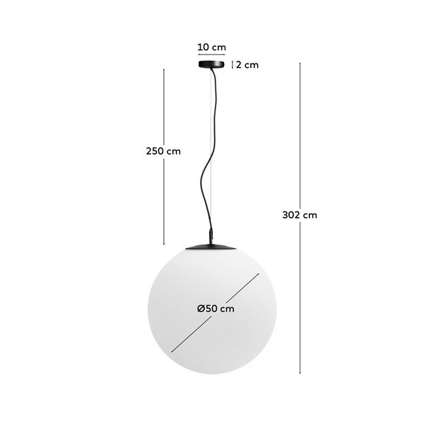 Bijela/crna metalna viseća svjetiljka sa staklenim sjenilom ø 50 cm Brisia – Kave Home-image-3