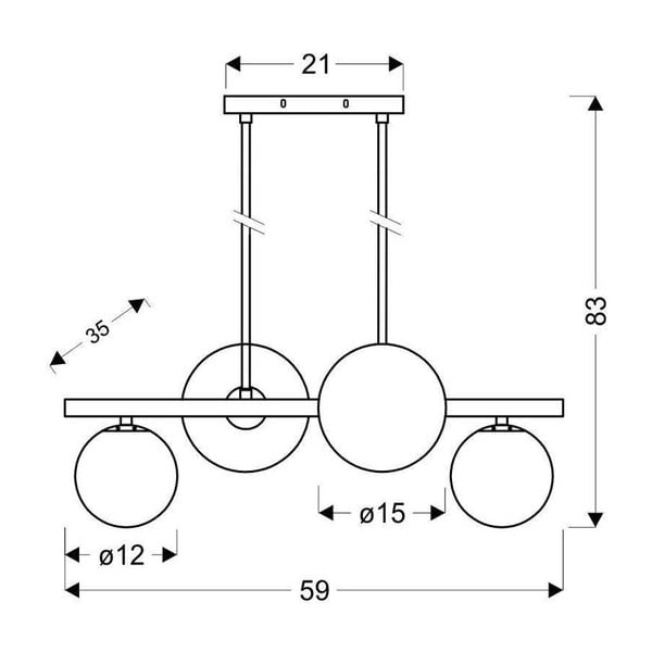 Crna visilica sa staklenim sjenilom 25x59 cm Kama - Candellux Lighting-image-2