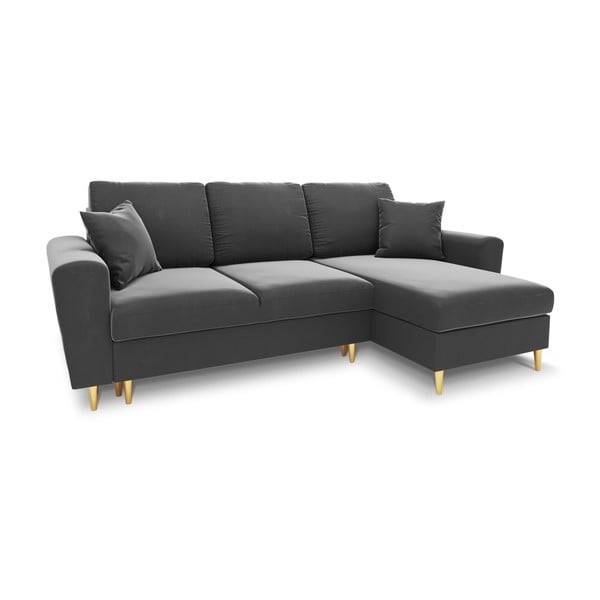 Svijetlo siva baršunasti sklopiva/s prostorom za odlaganje kutna garnitura Kyoto – Cosmopolitan Design