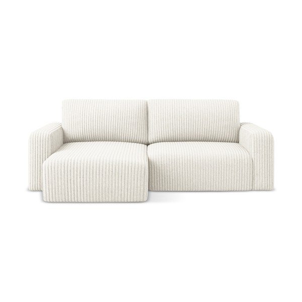 Krem sklopiva/s prostorom za odlaganje kutna garnitura od samta (s lijevim kutom/s ležaljkom) Kona – Makamii