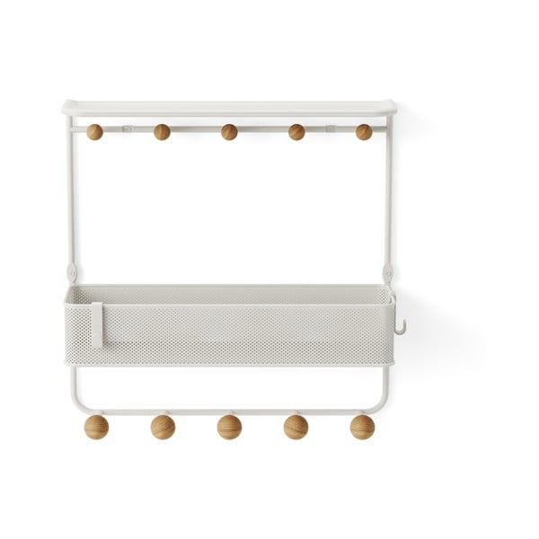 Bijela zidna vješalica od prirodnog metala s policom Estique - Umbra-image-4