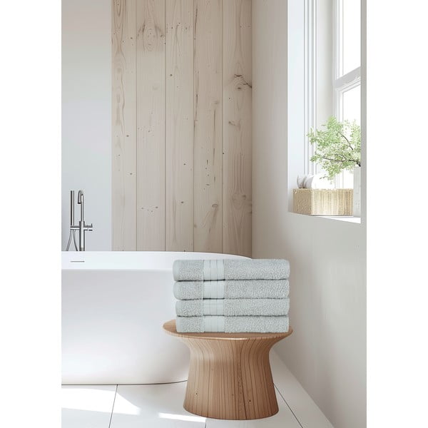 Svijetlo sivi pamučni ručnici u setu 4 kom od frotira 50x100 cm – Good Morning-image-3