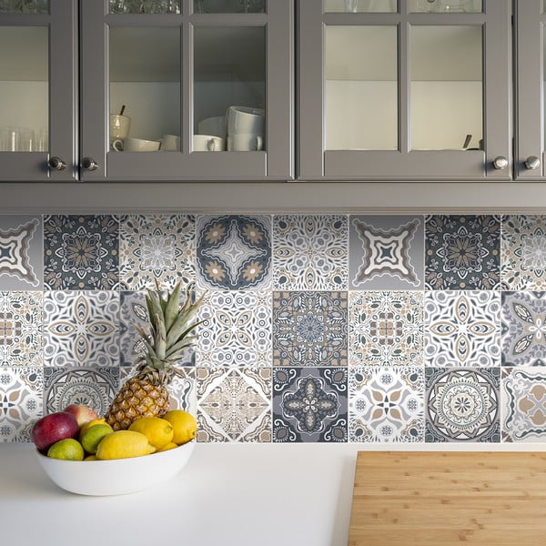 Set od 24 zidne naljepnice Ambiance Tiles Azulejos Nello, 10 x 10 cm