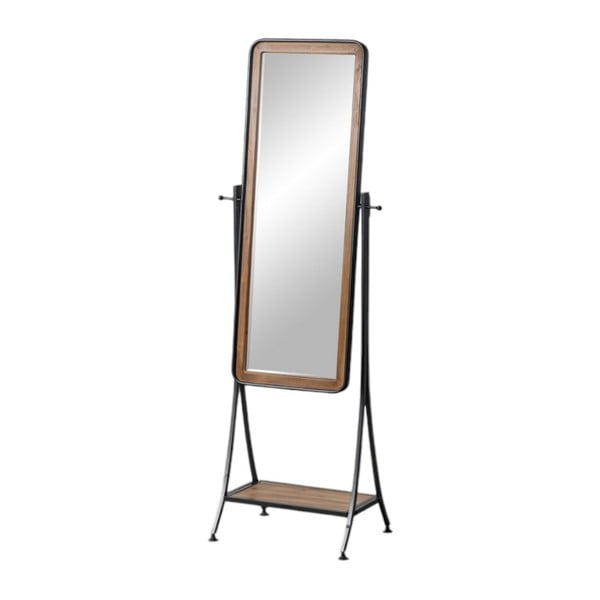 Stojeće ogledalo s policom s okvirom od masivnog drveta 62x174 cm – Ixia
