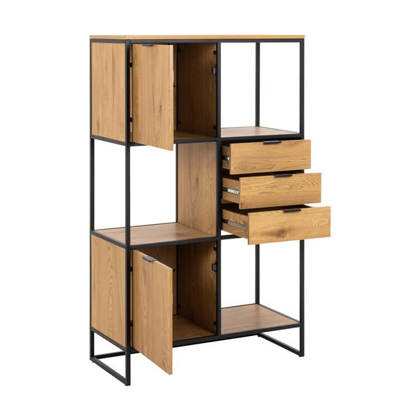 Crna polica za knjige u dekoru hrasta 85x141 cm Swindon - Actona-image-3