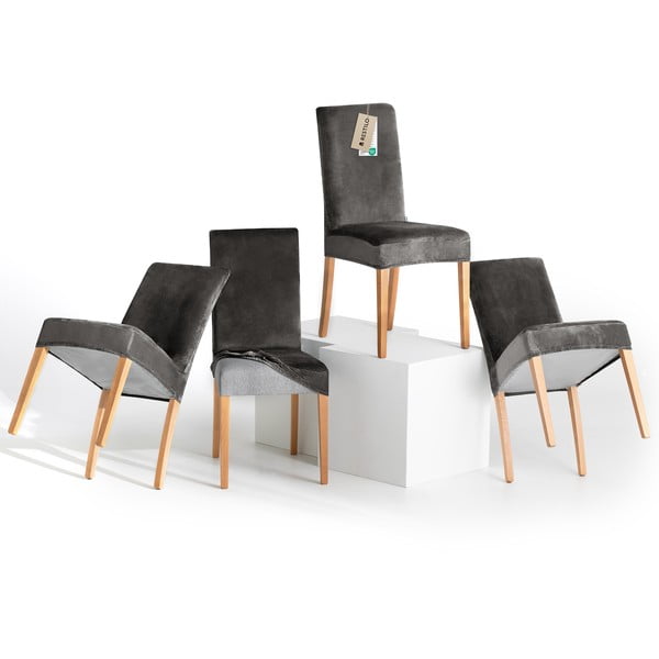 Sive rastezljive presvlake 4 kom za stolicu 48 cm Sento – Restilo