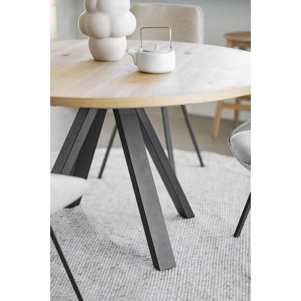 Okrugao proširiv blagovaonski stol u dekoru hrasta u prirodnoj boji ø 135 cm Maddock – Rowico-image-1