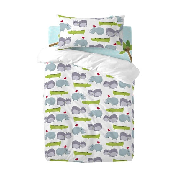 Dječja pamučna posteljina na jednom krevetu Fox Hippo, 100 x 120 cm