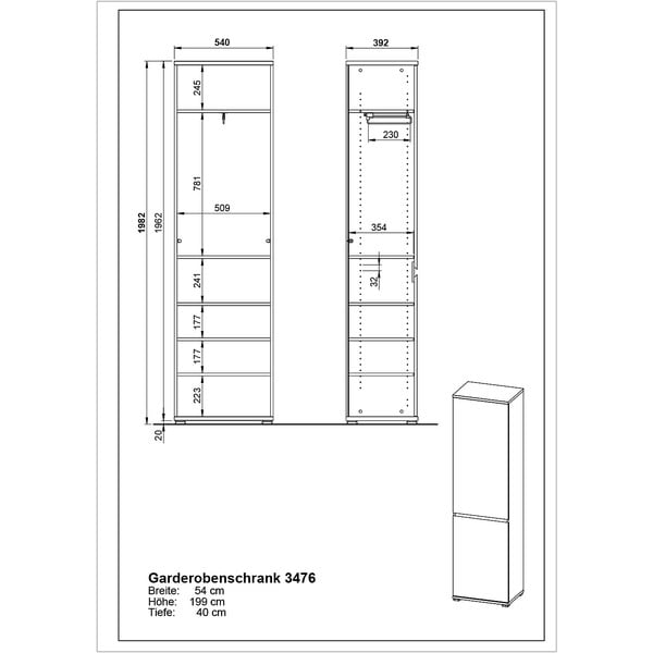 Ormar u dekoru bukve 54x200 cm Lissabon - Germania-image-4
