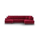 Crvena baršunasti sklopiva/s prostorom za odlaganje kutna garnitura (s desnim kutom/u obliku slova "U") Kyoto – Cosmopolitan Design