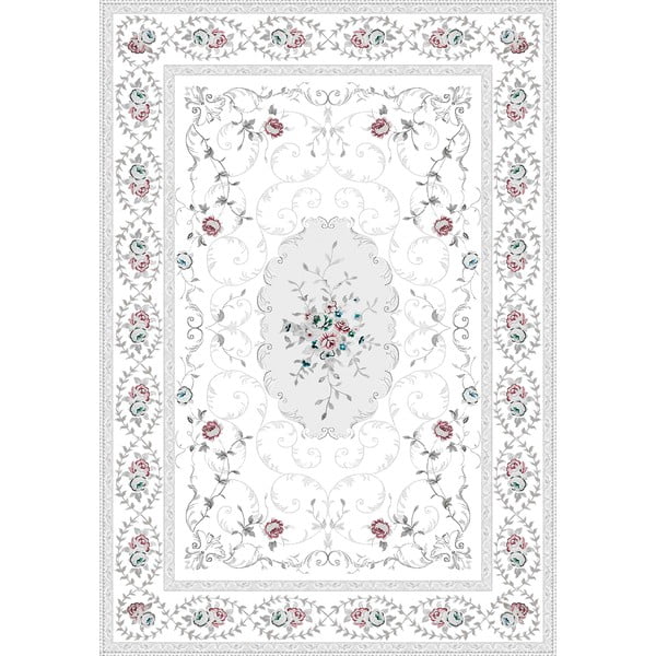 Bijelo-sivi tepih Vitaus Flora, 80 x 150 cm