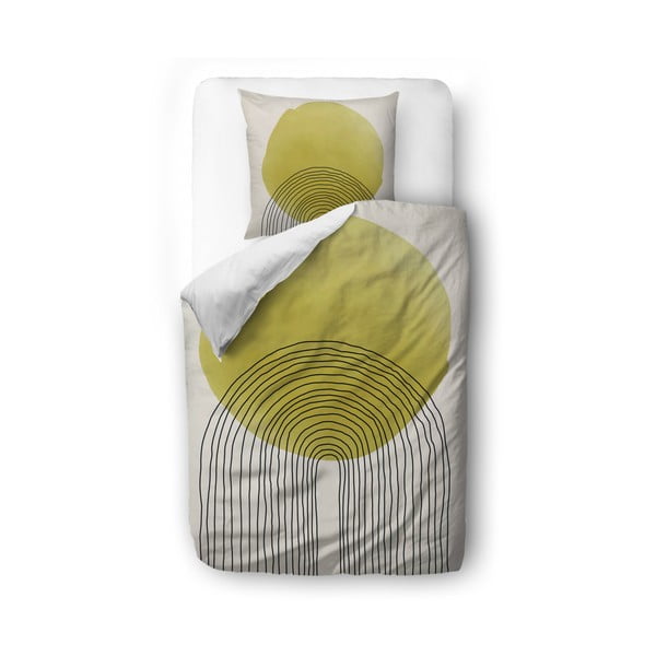 Bež-žuta pamučna satenska posteljina Butter Kings Rising Sun, 200 x 200 cm