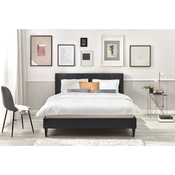 Bračni krevet od tamnosivog baršuna Bobochic Paris Vivara Dark, 160 x 200 cm-image-4