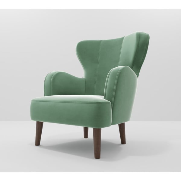 Zelena baršunasti fotelja Lento – Ropez