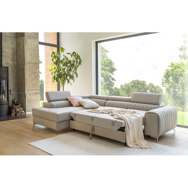 Žuta  baršunasti sklopiva/s prostorom za odlaganje kutna garnitura (s desnim kutom/u obliku slova L) Laurence – ELTAP-image-3