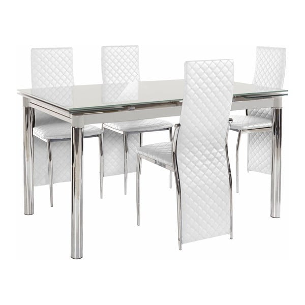 Set za blagovaonski stol i 4 bijele stolice za blagovanje Støraa Pippa William Grey White