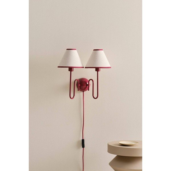Crvena/bež lanena zidna lampa s utikačem Juliet – Jotex-image-3