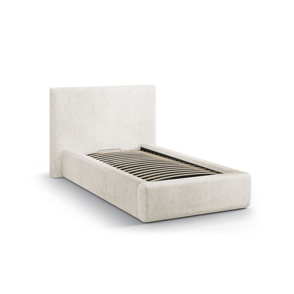 Krem tapecirani krevet s prostorom za odlaganje s podnicom 90x200 cm Amy – Micadoni -image-2