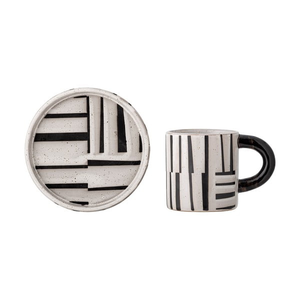 Crno-bijela šalica od kamenine 300 ml Frankie – Bloomingville-image-3