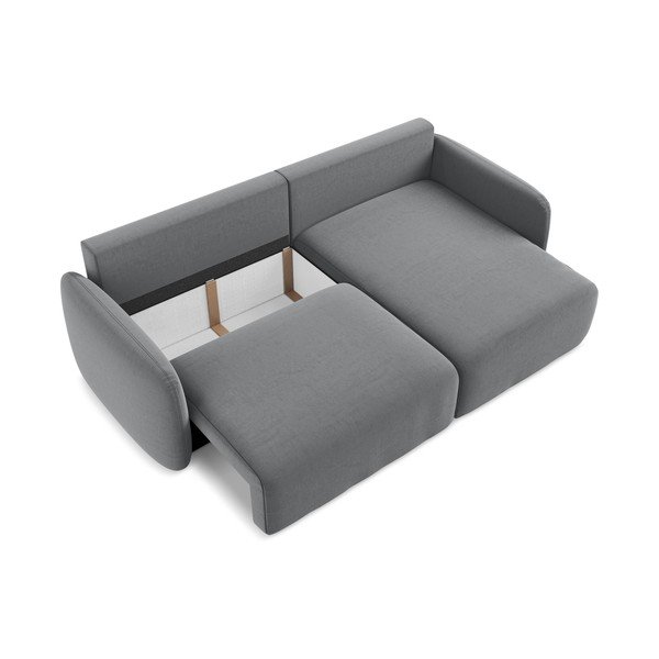 Siva baršunasti sklopiva/s prostorom za odlaganje kutna garnitura (s desnim kutom/s ležaljkom) Kalena – Makamii-image-4