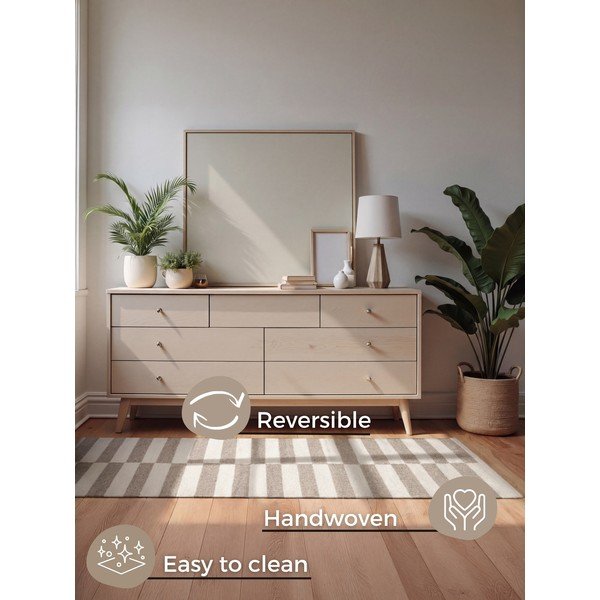 Bijeli/sivi obostrani/ručno rađen vunen tepih 80x150 cm Vika – Hanse Home-image-4