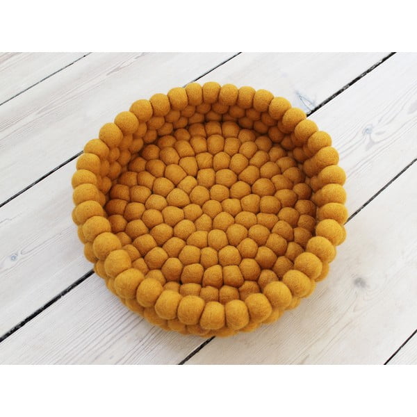 Oker žuta košarica za pohranu od vunenih pompona Wooldot Ball Basket, ⌀ 28 cm