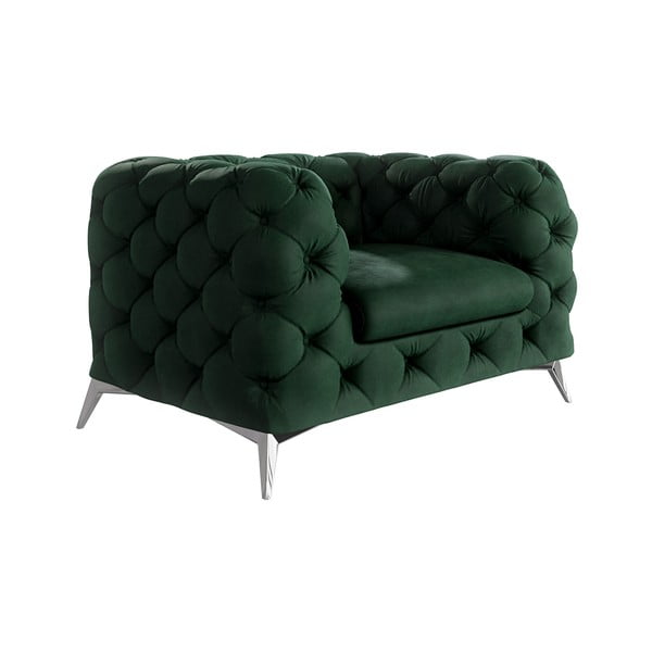 Tamno zelena baršunasti fotelja Chelsea – Ropez