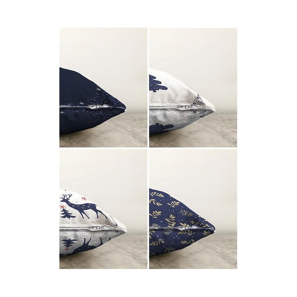 Ukrasne jastučnice u setu 4 kom s božićnim motivom 43x43 cm Blue Christmas – Mila Home-image-2