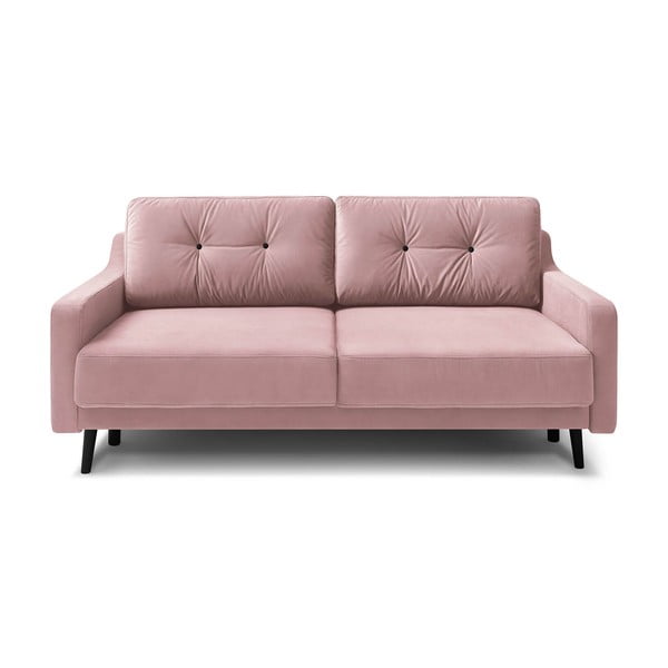 Svijetlo ružičasti baršunasti kauč na razvlačenje Bobochic Paris Torp