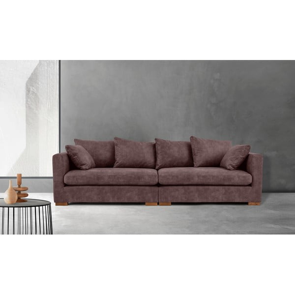 Tamno smeđa sofa od imitacije kože 266 cm Hamburg – Scandic-image-1