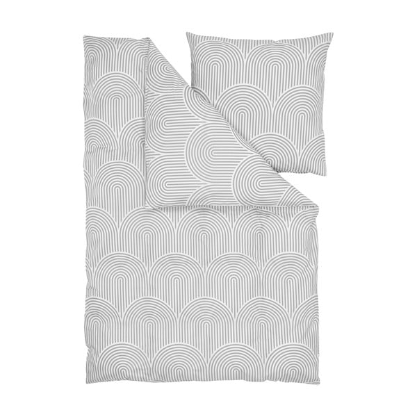Siva posteljina za bračni krevet od pamuka Westwing Collection Arcs, 200 x 200 cm