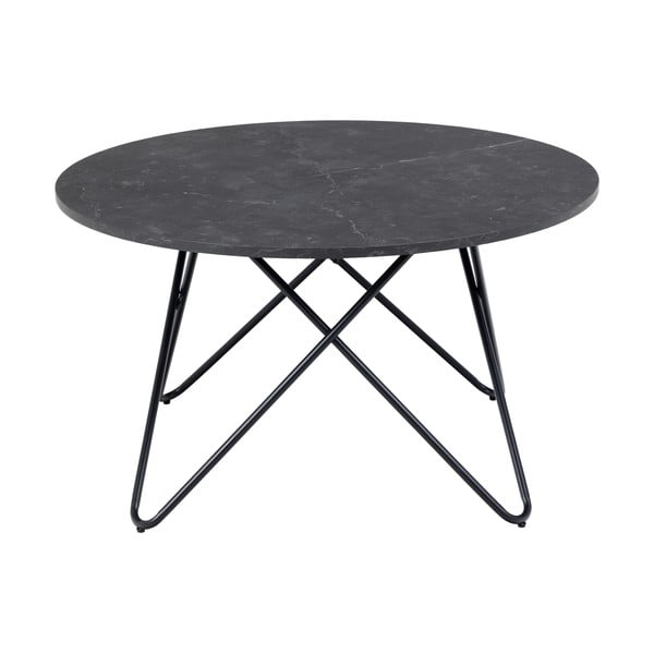 Crni okrugao stolić za kavu s pločom stola u mramornom dekoru ø 80 cm Wyre – Actona-image-4