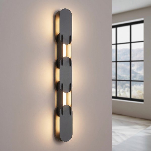 Crna metalna LED zidna lampa CHAIN – Thoro-image-1