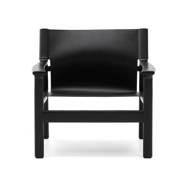 Crna kožna fotelja Jan – Kave Home-image-2