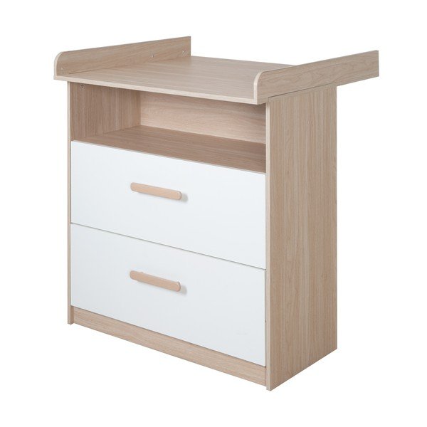 Bijela/u prirodnoj boji dječja komoda u dekoru hrasta s promjenjivim stolom 88x98x75 cm Cabane – Roba-image-4