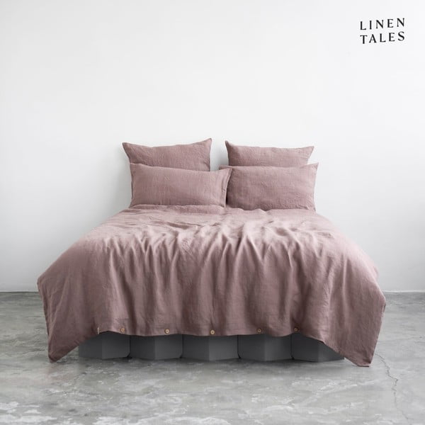 Roza lan produžena posteljina za bračni krevet 200x220 cm - Linen Tales