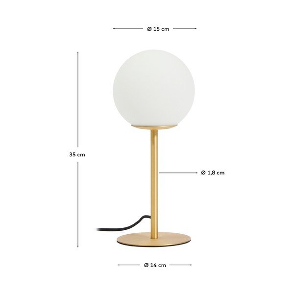 Bijela/u zlatnoj boji stolna lampa sa staklenim sjenilom (visina 35 cm) Brisia – Kave Home-image-4