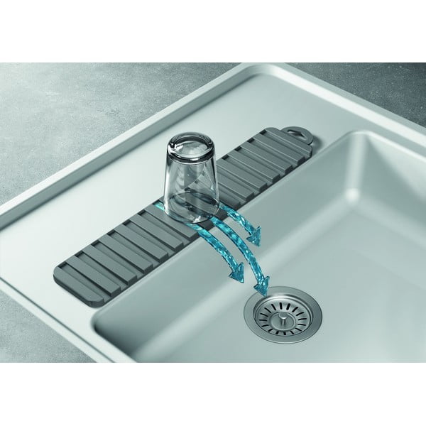 Siva plastična podloga za ocjeđivanje posuđa 42x8 cm Gravity – Metaltex-image-3