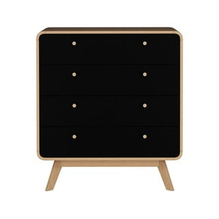 Crna/u prirodnoj boji visoka komoda u dekoru hrasta 80x88 cm Cassie – Støraa