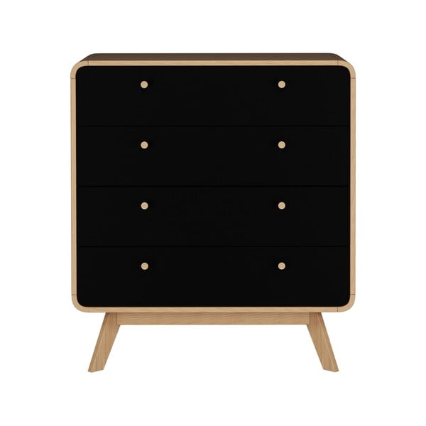 Crna/u prirodnoj boji visoka komoda u dekoru hrasta 80x88 cm Cassie – Støraa