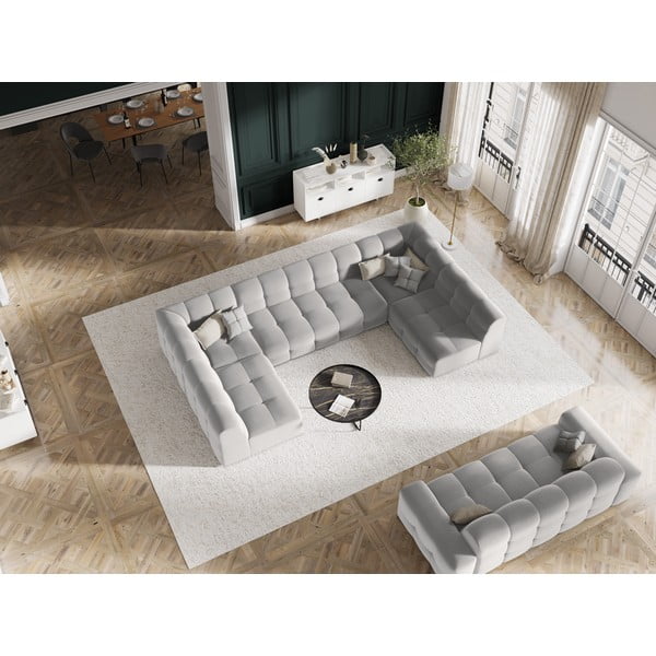 Svijetlo siva baršunasta sofa 222 cm Kendal - Micadoni Home-image-1
