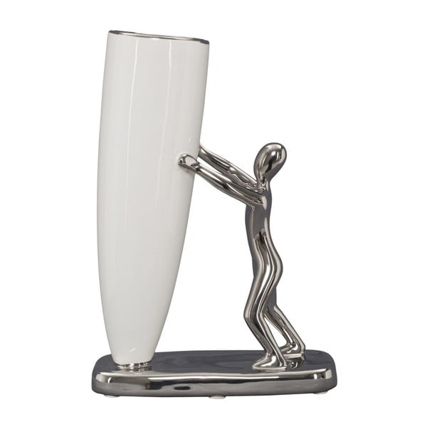 Bijela i srebrna keramička vaza Mauro Ferretti Lift