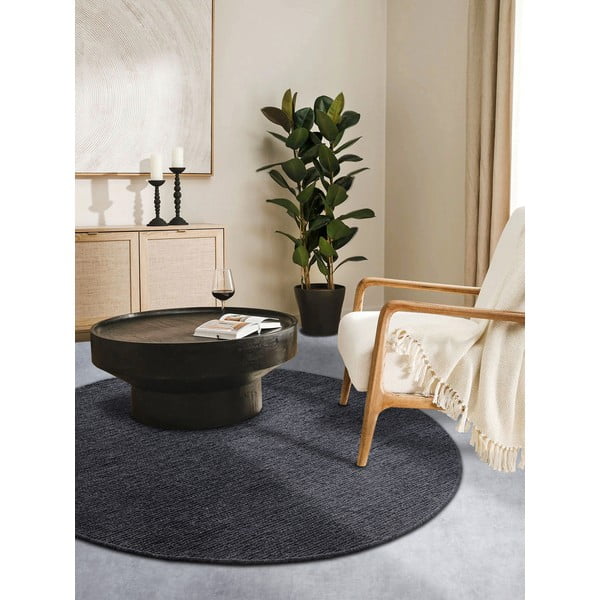 Tamno sivi ručno rađen vuneni okrugli tepih ø 160 cm Francois – Villeroy&Boch-image-1