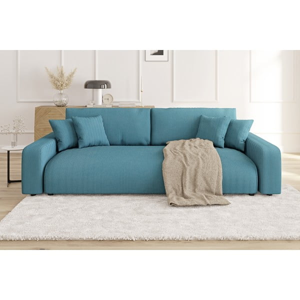 Tirkizna sklopiva/s prostorom za odlaganje sofa od samta 234 cm Sara – Ropez-image-1