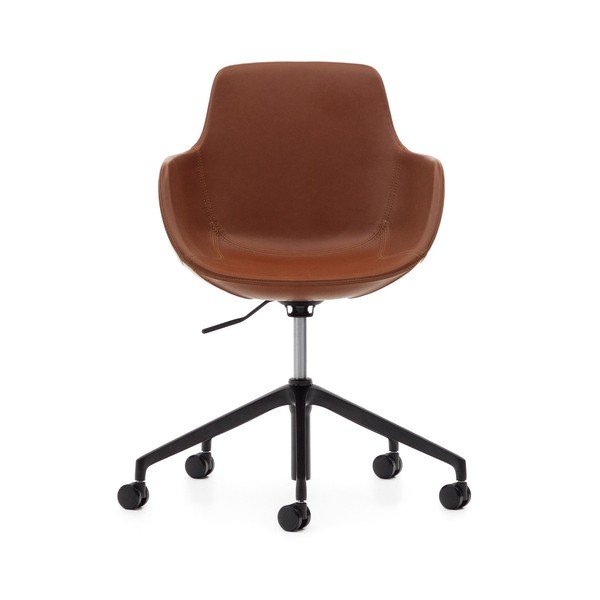 Konjak smeđa uredska stolica od umjetne kože Tissiana – Kave Home-image-2