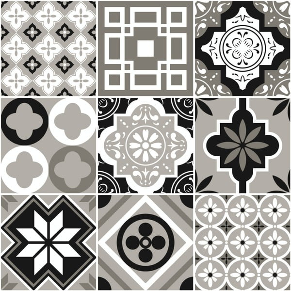 Set od 9 zidnih naljepnica Ambiance Cement Tiles Charltina, 10 x 10 cm