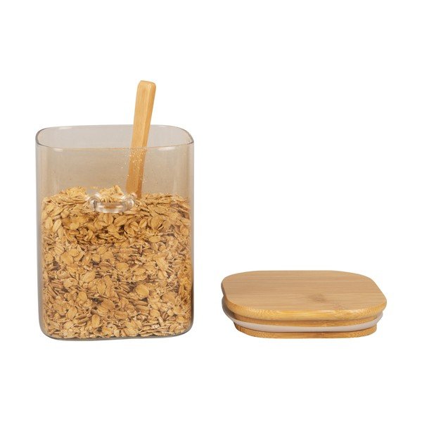 Smeđa staklena posuda s drvenim poklopcem i žlicom PT LIVING Canister, visina 13 cm-image-2