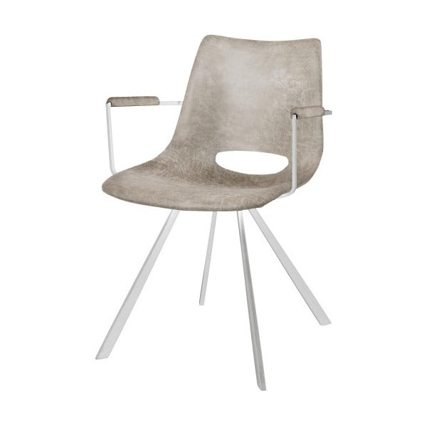 Siva stolica za blagovanje s bijelim postoljem i Canett Coronas naslonima za ruke